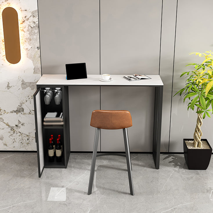 Modern Bar Table Set 1/2/3 Pieces Stone Rectangle Bar table with Upholstered Stools