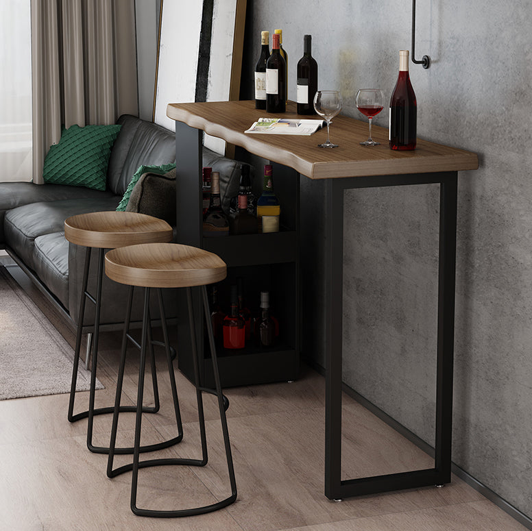 Industrial Style Bar Table Set 1/3 Pieces Solid Wood Rectangle Table and Stool Set