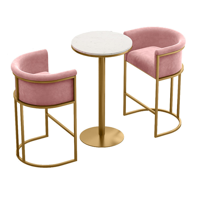 Glam Bar Set 1/3/5 Pieces Faux Marble Pub table with Solid Back Stools