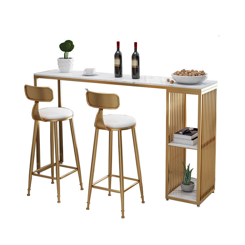 Contemporary Style Bar Table Set 1/3 Pieces Stone Bar table with Upholstered Stools