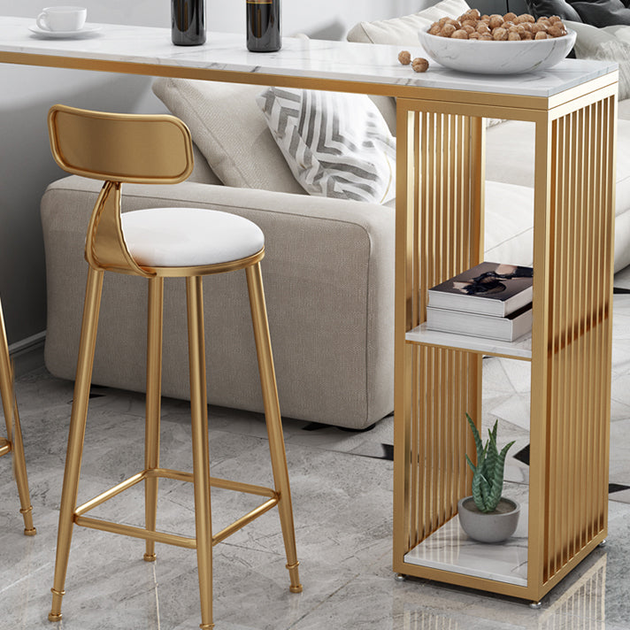 Contemporary Style Bar Table Set 1/3 Pieces Stone Bar table with Upholstered Stools