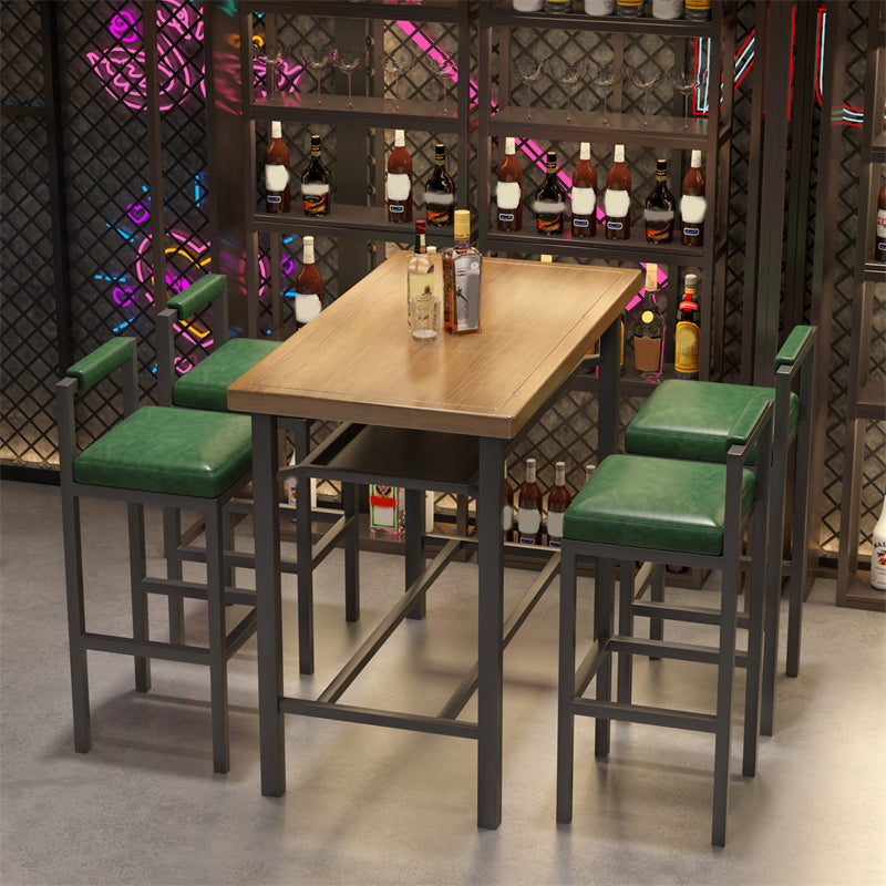 Modern 1/2/5 Pieces Bar Table Set Pine Wood Counter Table with High Stools