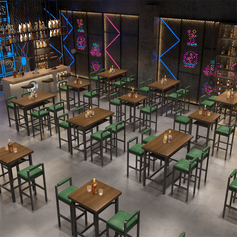 Modern 1/2/5 Pieces Bar Table Set Pine Wood Counter Table with High Stools