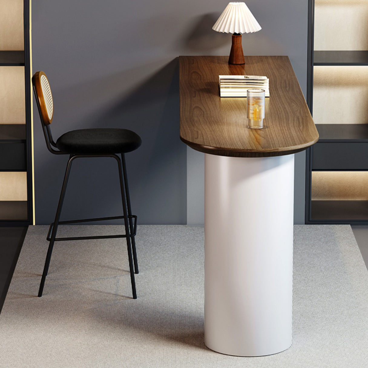 Industrial 1/2 Pieces Bar Table Set Rectangle Pine Wood Counter Table with High Stools