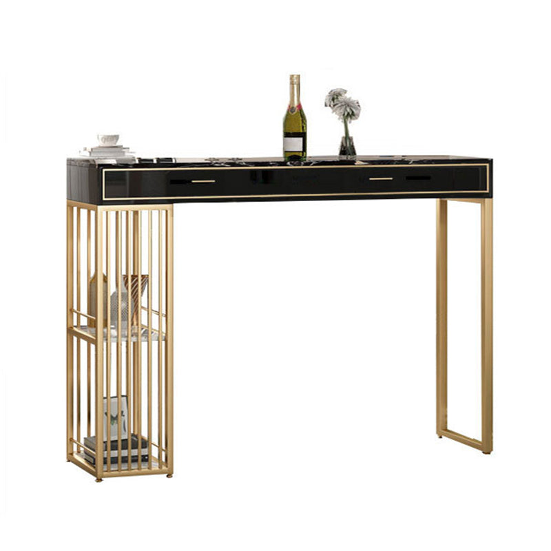 Stone Bar Table Set Glam Style Rectangle 1/3 Pieces Pub Table Set for Indoor