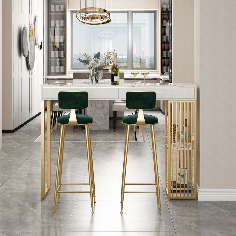 Stone Bar Table Set Glam Style Rectangle 1/3 Pieces Pub Table Set for Indoor