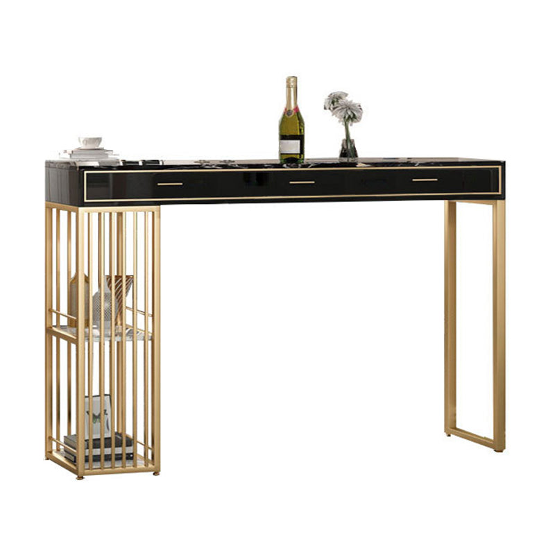 Stone Bar Table Set Glam Style Rectangle 1/3 Pieces Pub Table Set for Indoor