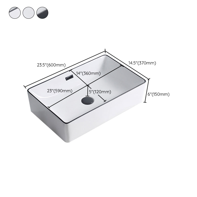 Modern Porcelain Trough Sink Rectangular Trough Bathroom Sink