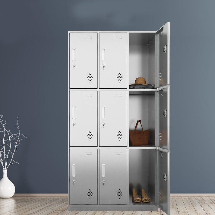 Chrome Metal Storage Cabinet Contemporary Cabinet with Hinged Doors