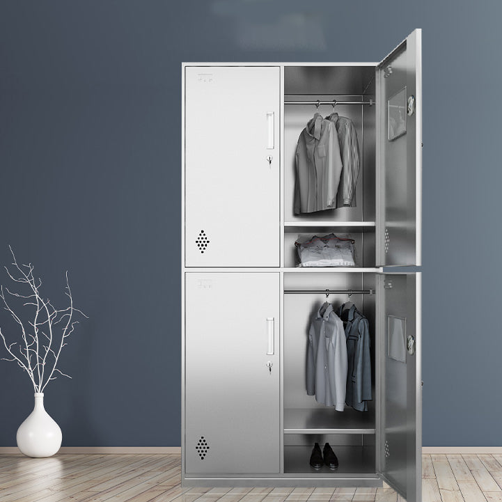 Chrome Metal Storage Cabinet Contemporary Cabinet with Hinged Doors