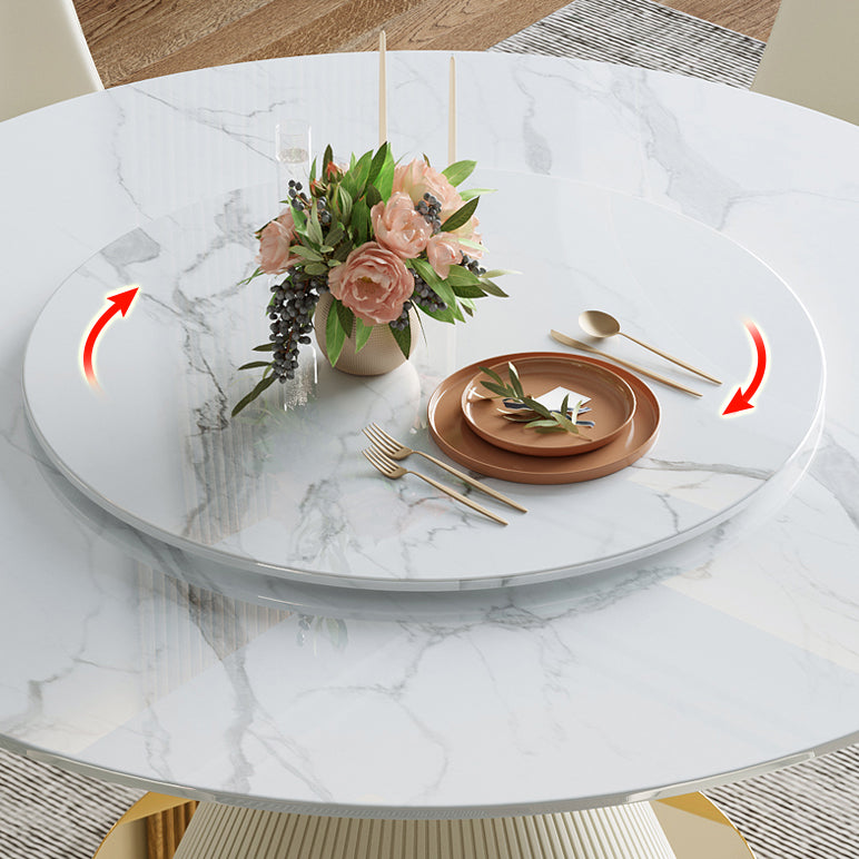 Luxury Round Dining Table Solid Wood Pedestal Dining Table for Dining Room