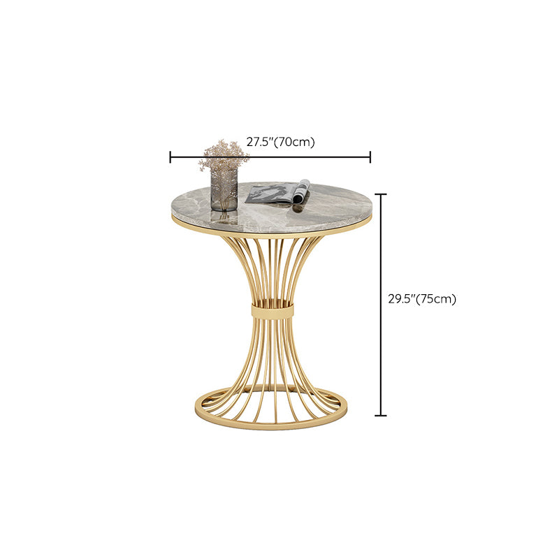 Modern Round Dining Table for Kitchen Glossy Grey Dinette Table with Metal Base