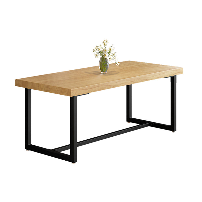Industrial Trestle Base Dining Table Rectangle Solid Wood Dining Table