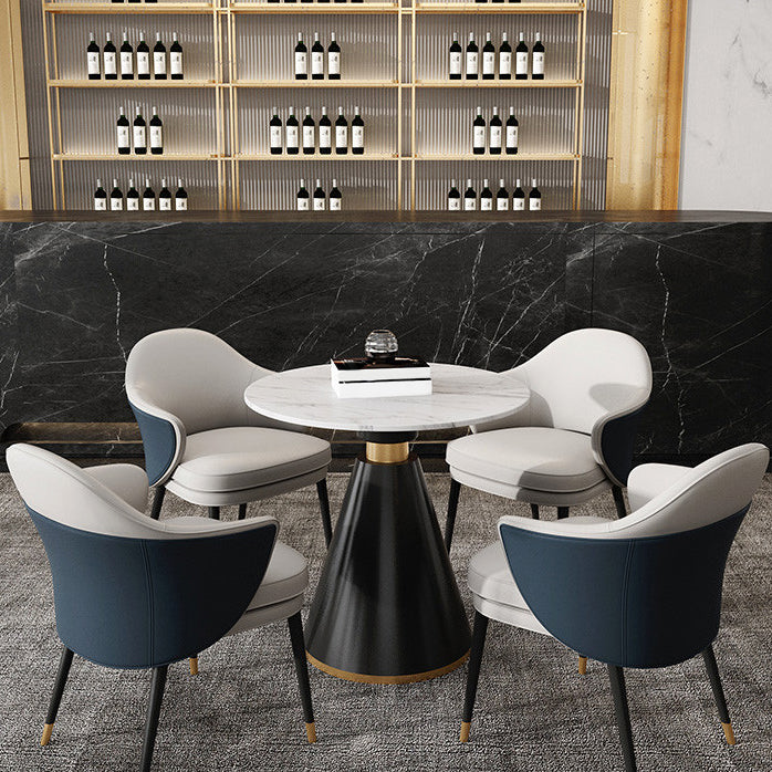 Round Dining Table with Pedestal Base Traditional Luxury Stone Top Table for Home