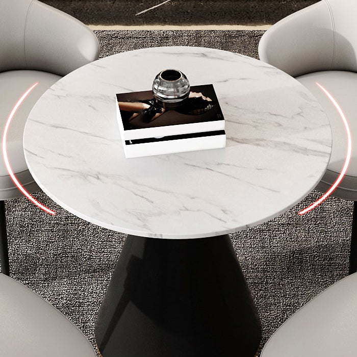 Round Dining Table with Pedestal Base Traditional Luxury Stone Top Table for Home