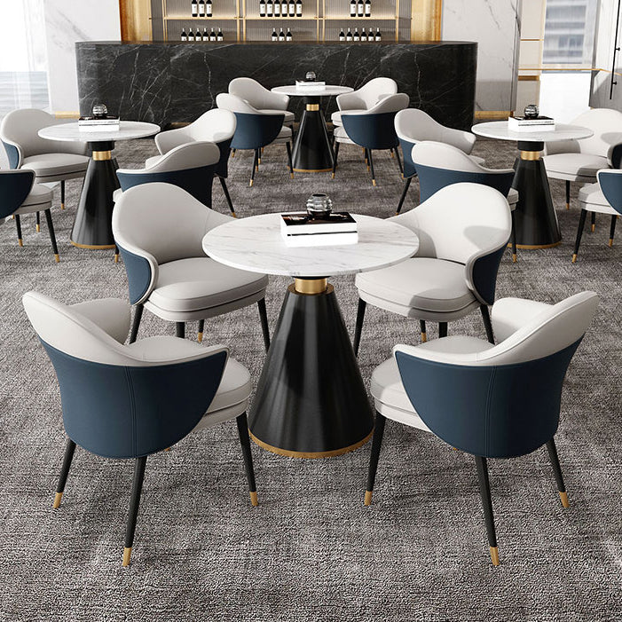 Round Dining Table with Pedestal Base Traditional Luxury Stone Top Table for Home