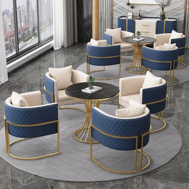 Matte Finish Stone Top Dinette Table for Home Traditional Luxury Round Dining Table