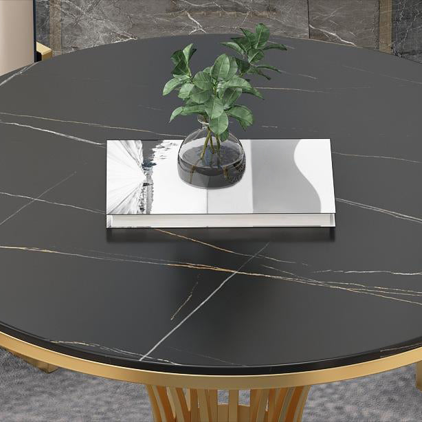 Matte Finish Stone Top Dinette Table for Home Traditional Luxury Round Dining Table