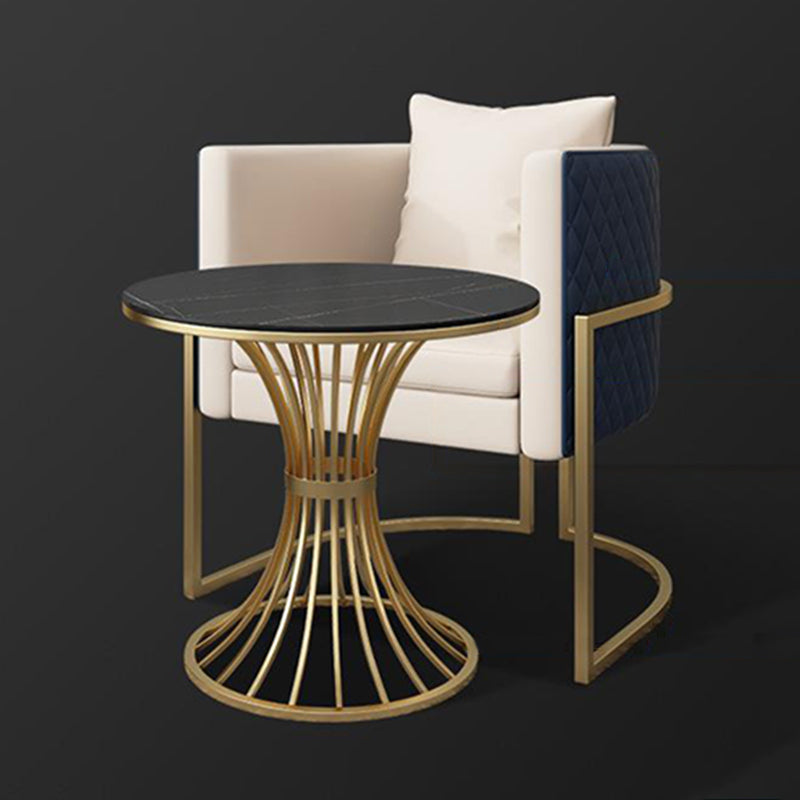 Matte Finish Stone Top Dinette Table for Home Traditional Luxury Round Dining Table
