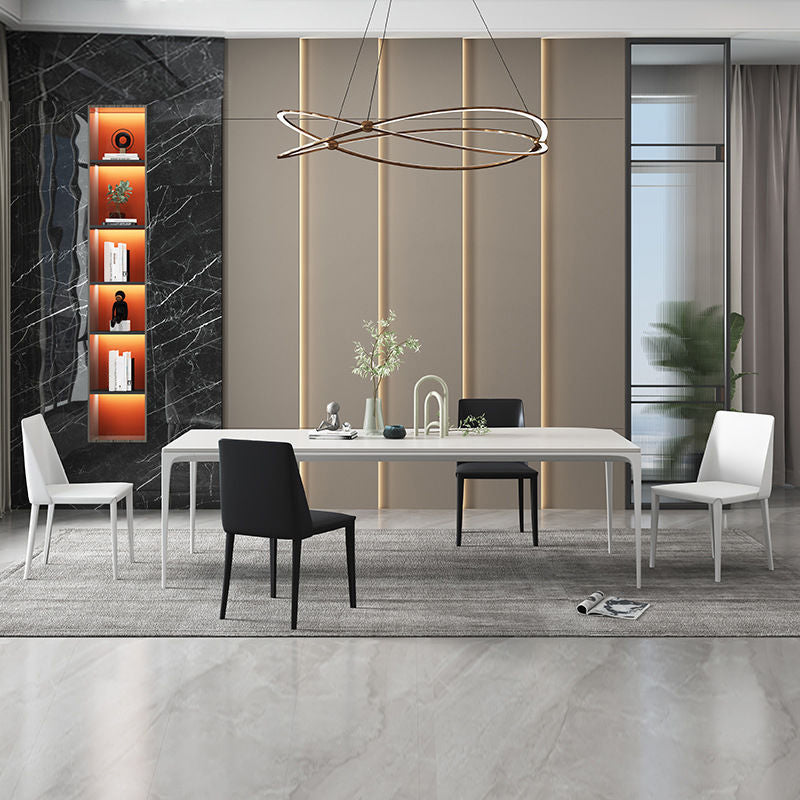 Contemporary Sintered Stone Dining Table Rectangle Table with Metal Legs for Home Use