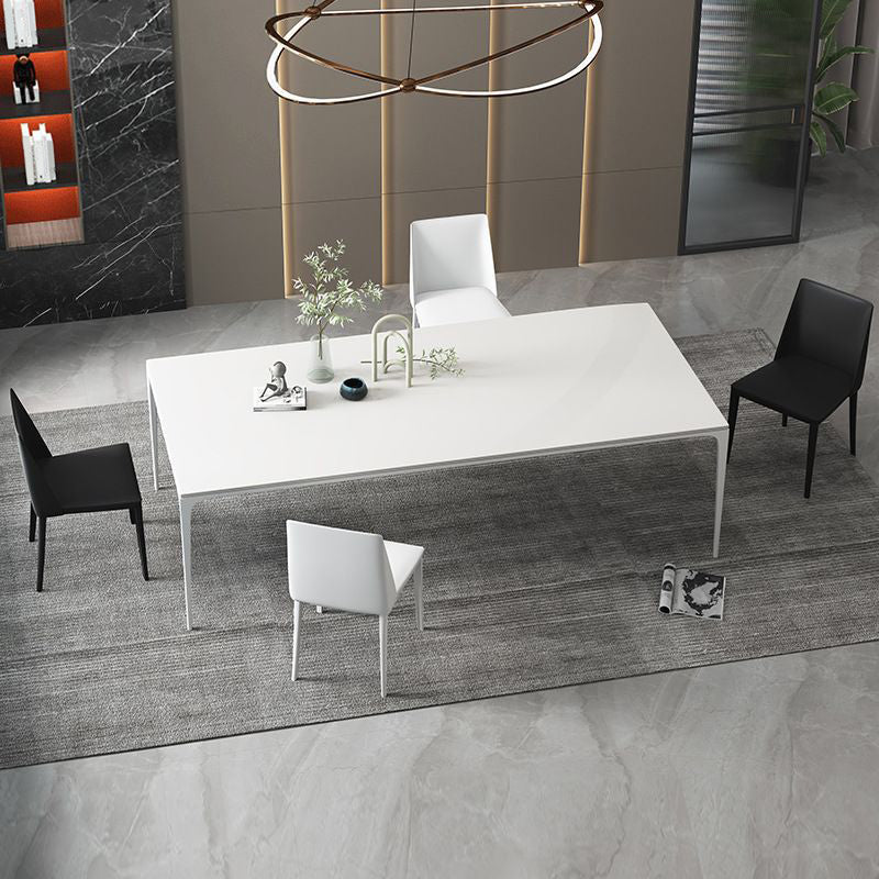 Contemporary Sintered Stone Dining Table Rectangle Table with Metal Legs for Home Use