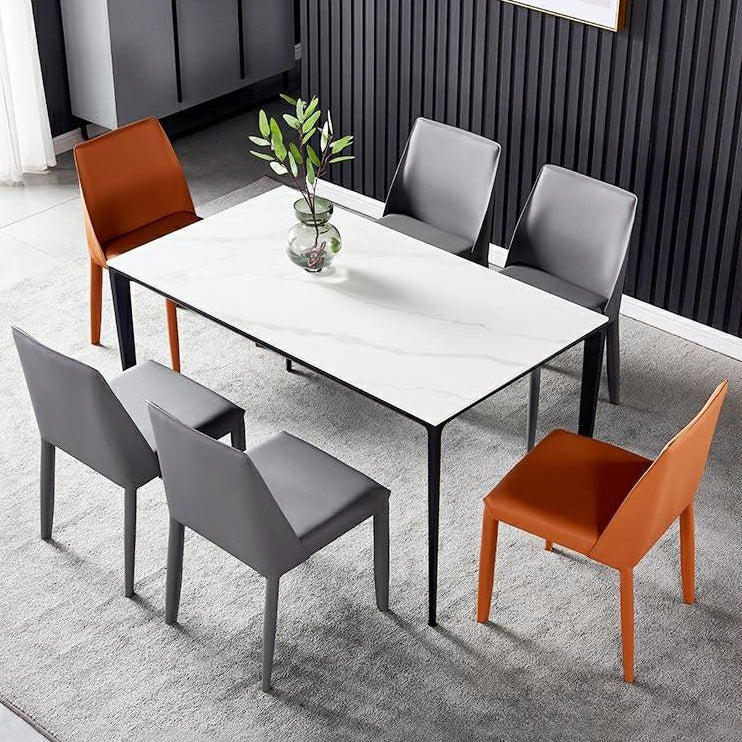 Contemporary Sintered Stone Dining Table Rectangle Table with Metal Legs for Home Use