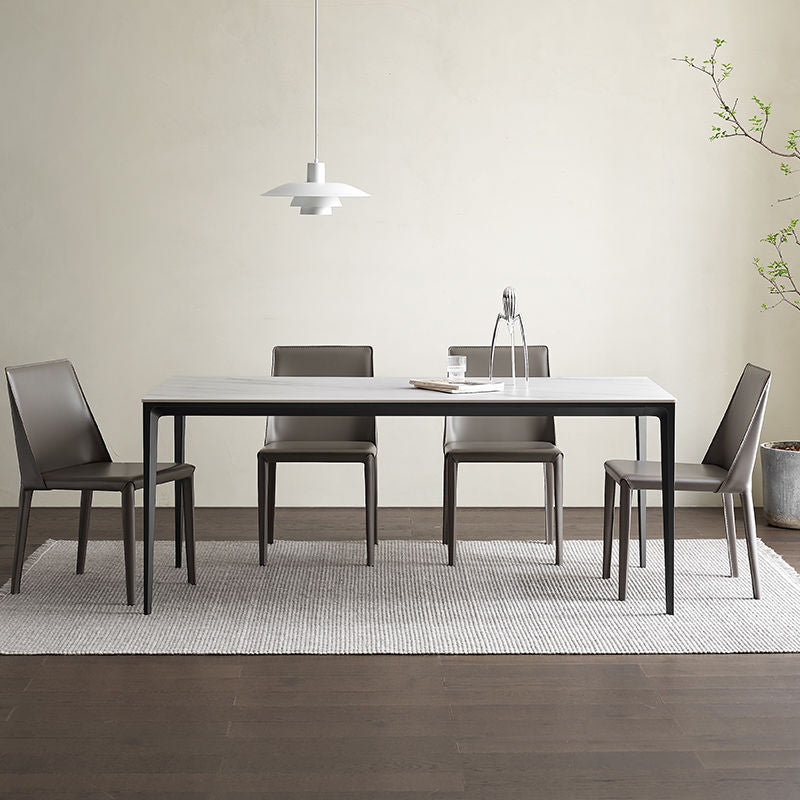 Contemporary Sintered Stone Dining Table Rectangle Table with Metal Legs for Home Use