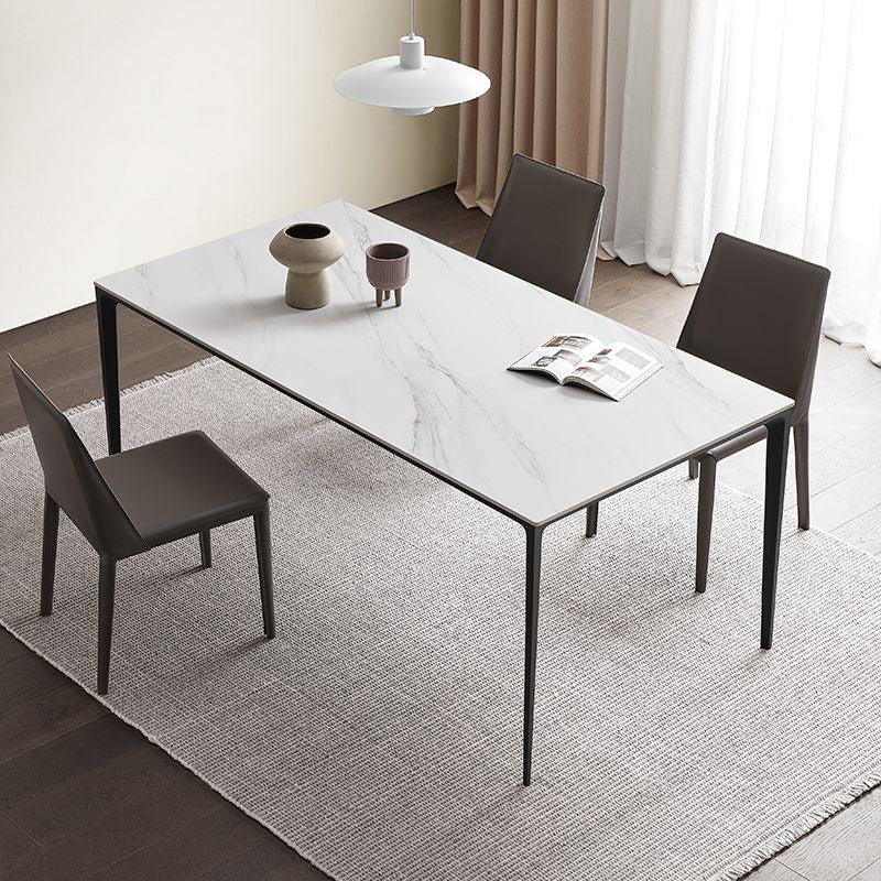 Contemporary Sintered Stone Dining Table Rectangle Table with Metal Legs for Home Use