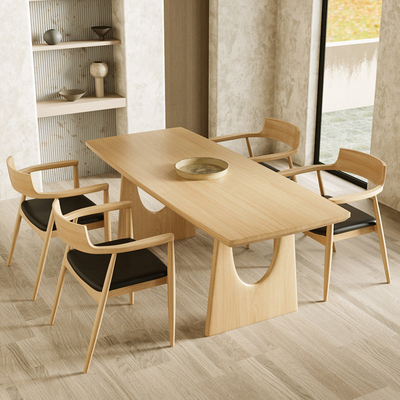 Industrial Double Pedestal Dining Table Pine Wood Table for Dining Room Cafe