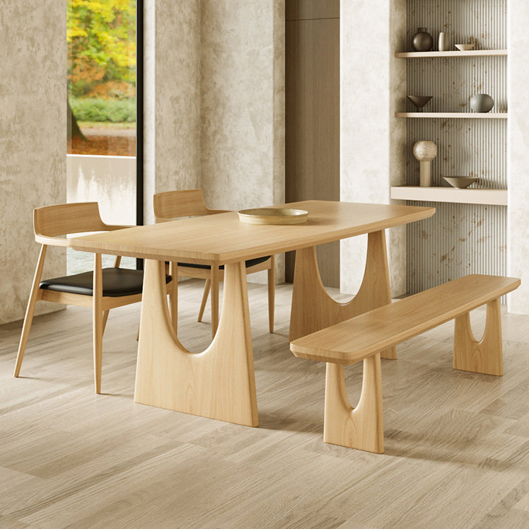 Industrial Double Pedestal Dining Table Pine Wood Table for Dining Room Cafe