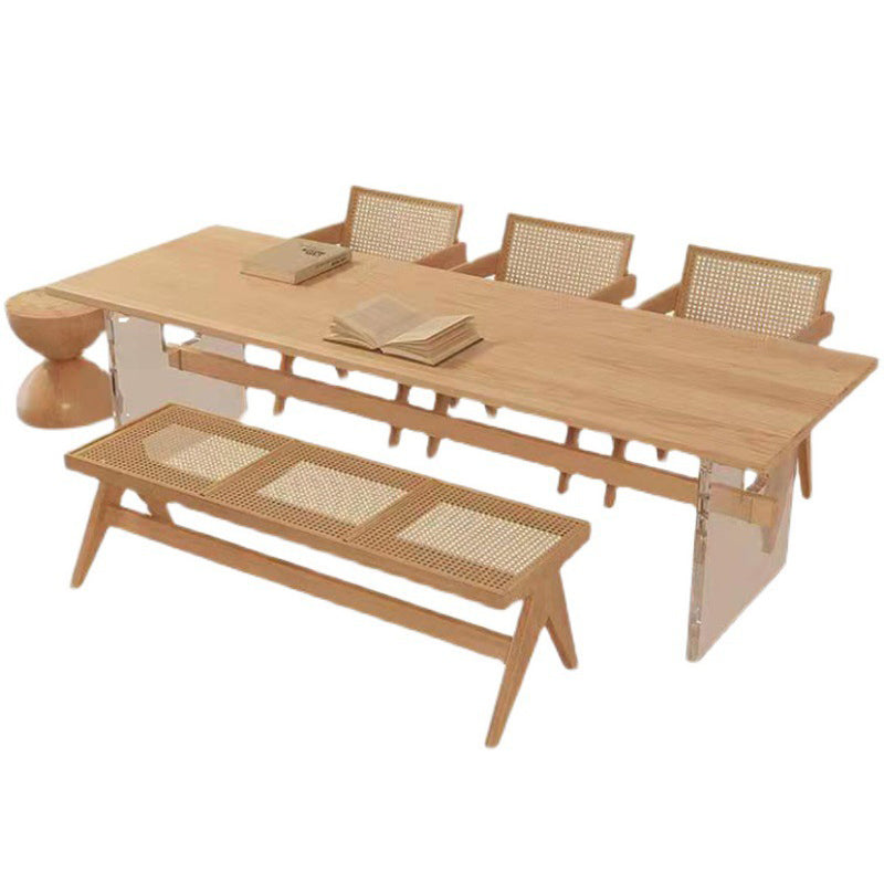 Industrial Trestle Dining Table Pine Wood Table for Dining Room