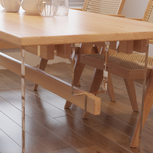 Industrial Trestle Dining Table Pine Wood Table for Dining Room