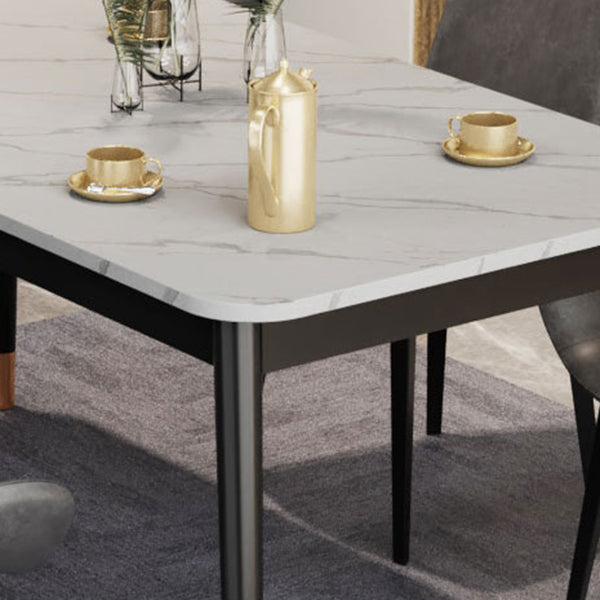 Medieval Modern Stone Dining Table with 4 Legs Pedestal Table for Dining Room