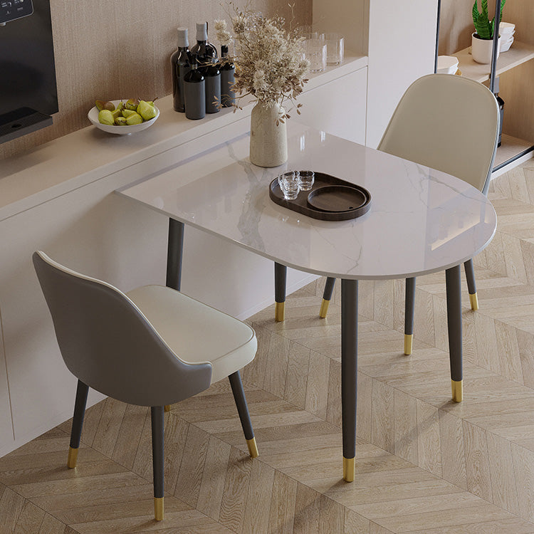 Black Base Dining Table Modern Stone Table for Kitchen Dining Room