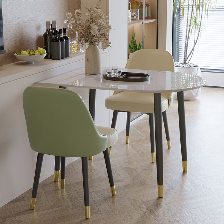 Black Base Dining Table Modern Stone Table for Kitchen Dining Room