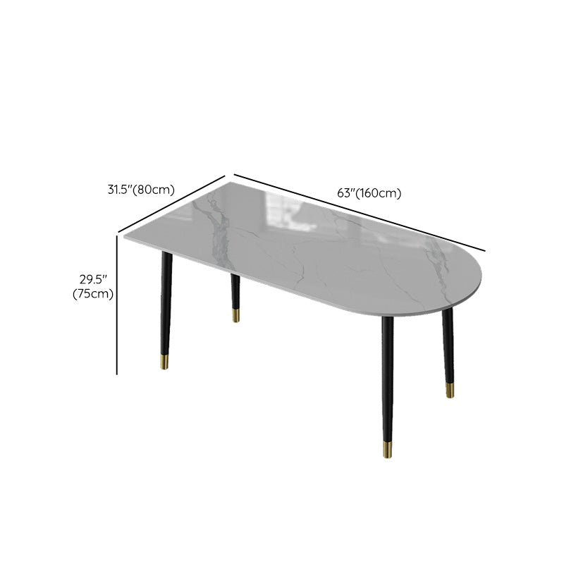 Black Base Dining Table Modern Stone Table for Kitchen Dining Room