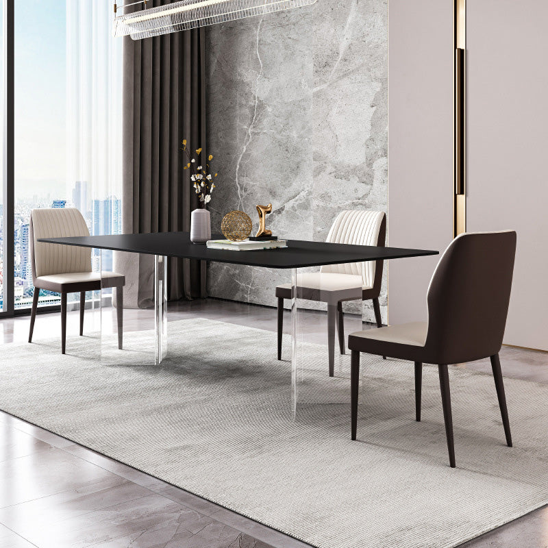 Modern Rectangle Dining Table Sintered Stone Table with Plastic Legs for Home Use