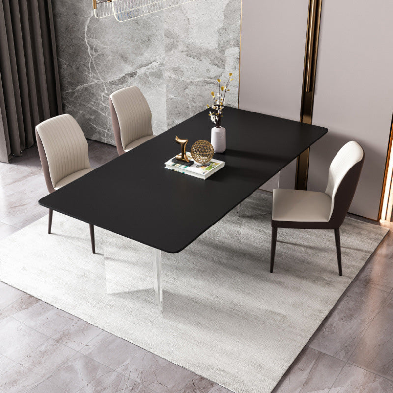 Modern Rectangle Dining Table Sintered Stone Table with Plastic Legs for Home Use