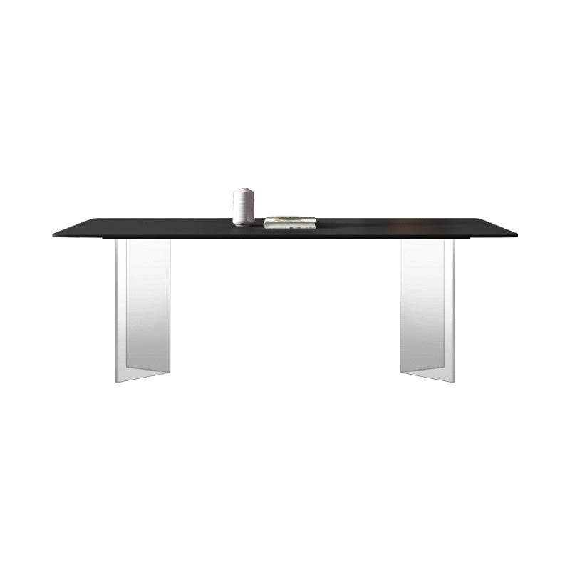 Modern Rectangle Dining Table Sintered Stone Table with Plastic Legs for Home Use
