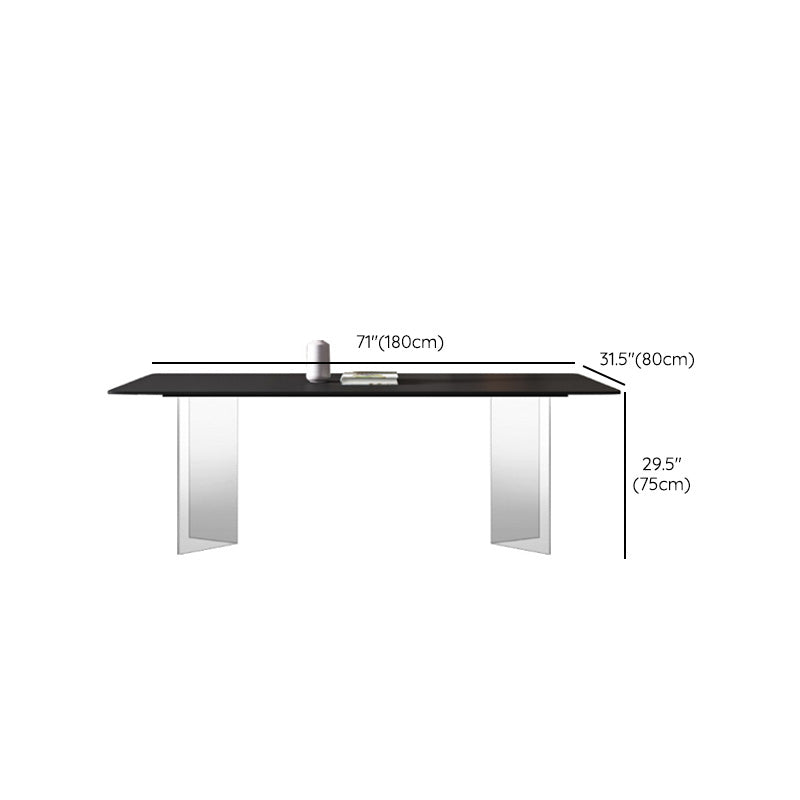Modern Rectangle Dining Table Sintered Stone Table with Plastic Legs for Home Use