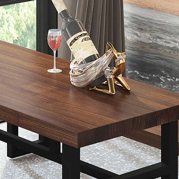 Industrial Rectangle Dining Table Wooden Table with Metal Base for Home Use