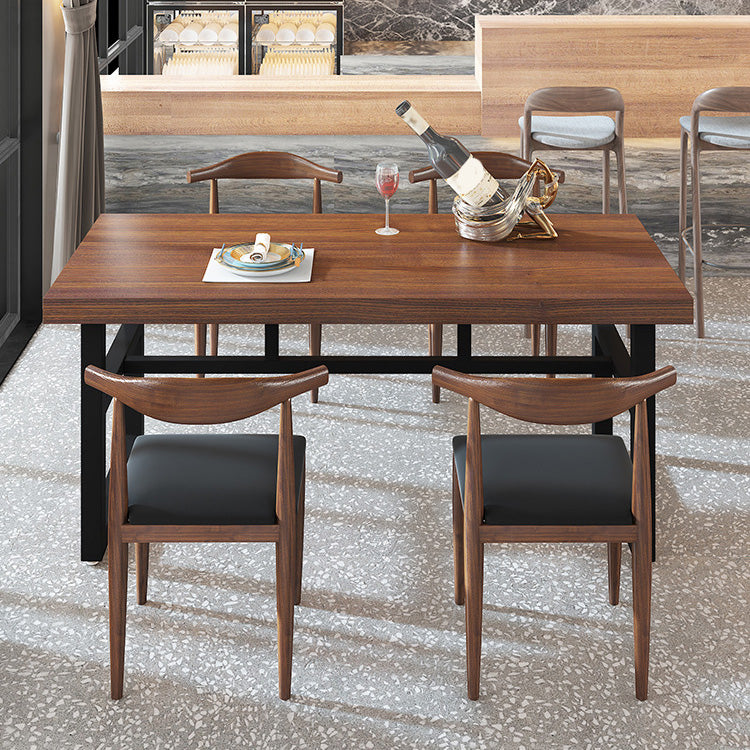 Industrial Rectangle Dining Table Wooden Table with Metal Base for Home Use