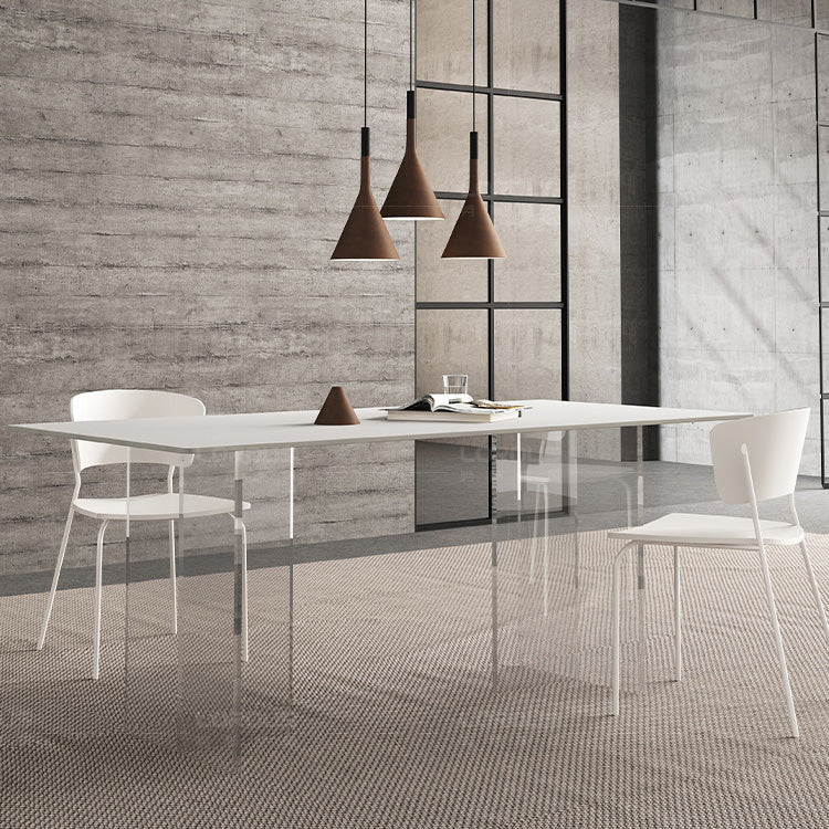 Medieval Modern Rectangle Dining Table Sintered Stone Table with Acrylic Legs for Home Use
