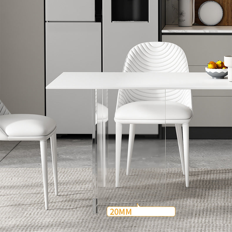Medieval Modern Rectangle Dining Table Sintered Stone Table with Acrylic Legs for Home Use