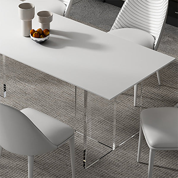 Medieval Modern Rectangle Dining Table Sintered Stone Table with Acrylic Legs for Home Use