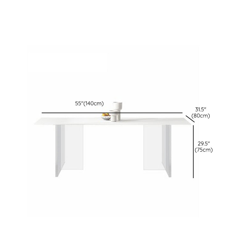 Medieval Modern Rectangle Dining Table Sintered Stone Table with Acrylic Legs for Home Use