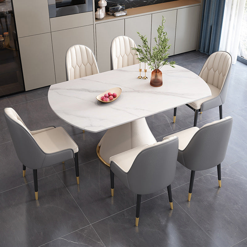 Modern Scalable White Dining Table Stone Table for Dining Room