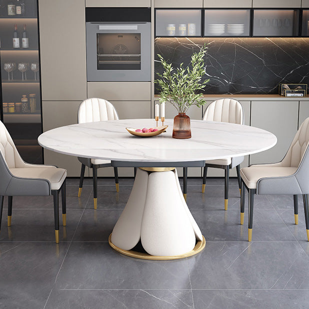 Modern Scalable White Dining Table Stone Table for Dining Room