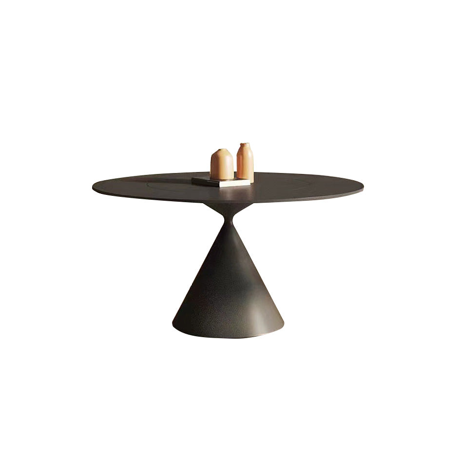 Contemporary Round Dining Table Sintered Stone Table with Metal Leg for Home Use