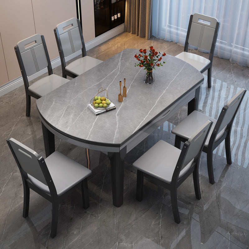 Modern Scalable Stone Dining Table 4 Legs Table for Dining Room